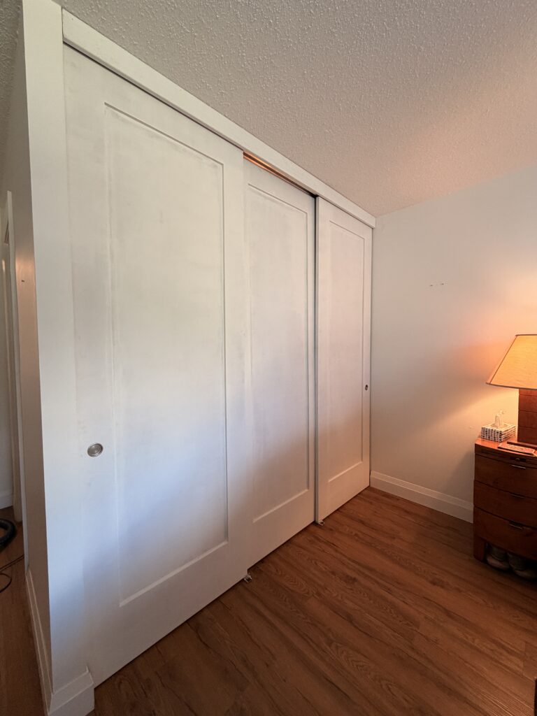 the finish carpenter installed the custom closet doors in Hamilton